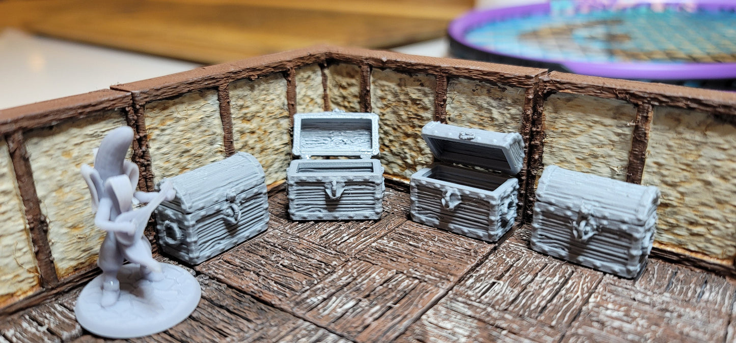 NEW in 2023! - Fantasy Wooden Chests | 3D printed | RPG | Dungeons and Dragons | 28mm | 32mm | Terrain Scatter