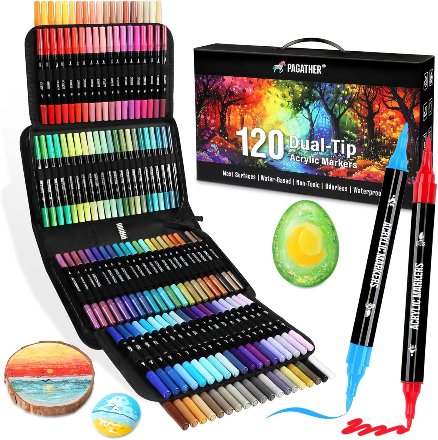 120Pc Dual Tip Acrylic Marker Set