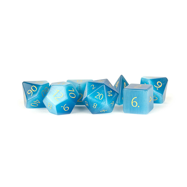 7-Die Set 16mm Mystic Mines Stone: Engraved Cat's Eye Aquamarine