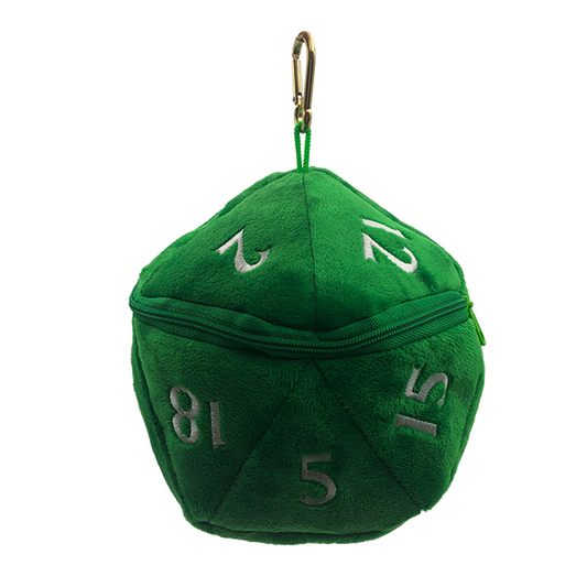 Dice Bag: Plush D20 Green/White