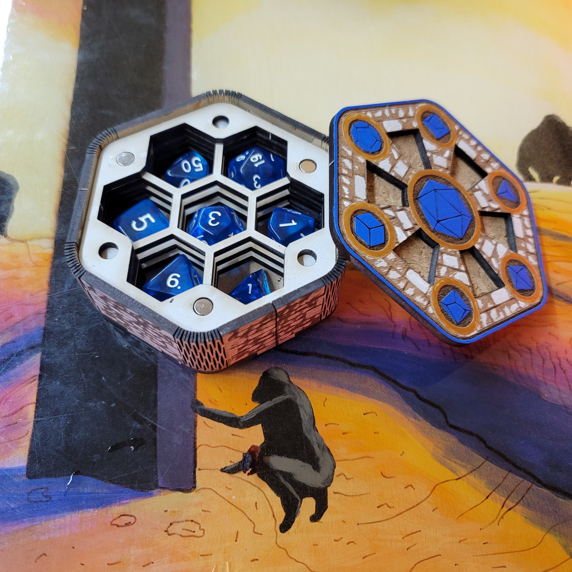 Dice Box Kit - Hexagonal - Laser Cut MDF - Dungeons and Dragons - CreatorpultGames - Laser Cut MDF Kits