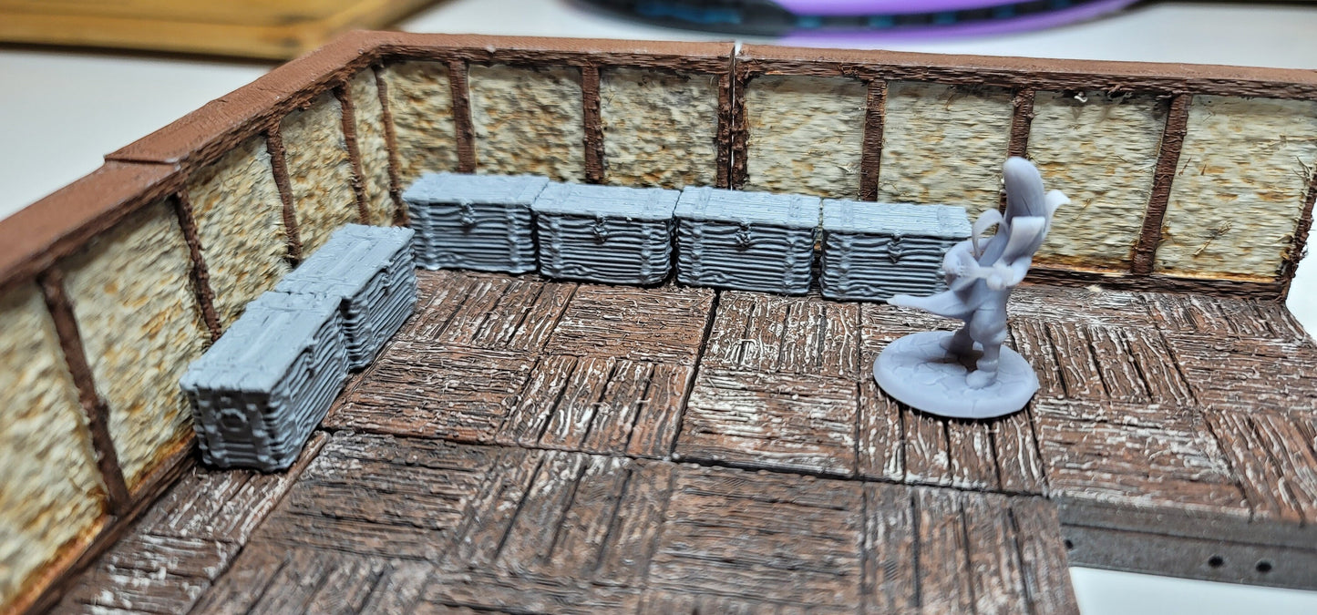 NEW 2023 DESIGN! Medium Wooden Boxes - Open/Closed - 6pk | 3D printed | RPG | Dungeons and Dragons | 28mm | 32mm | Terrain Scatter - CreatorpultGames - Role Playing Miniatures